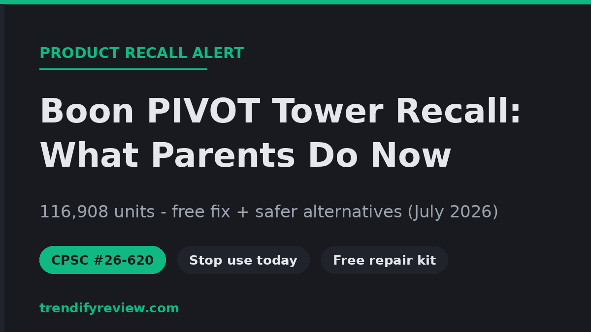 Boon PIVOT Tower Recall: What Parents Do Now - 116,908 units, free fix and safer alternatives, July 2026