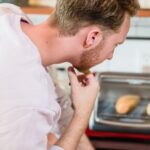 Toaster oven baking bread in a home kitchen