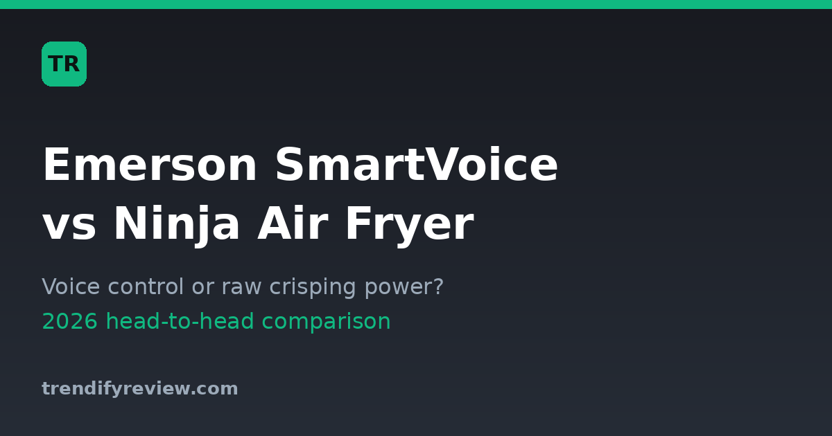 Emerson SmartVoice vs Ninja air fryer 2026 comparison graphic