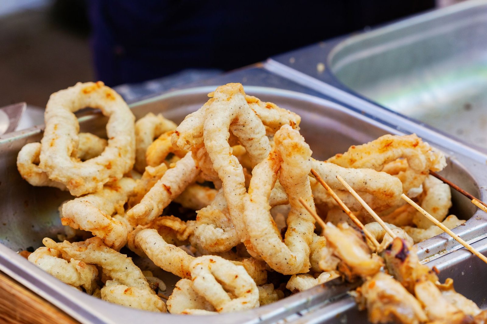 Crispy golden food fresh out of an air fryer