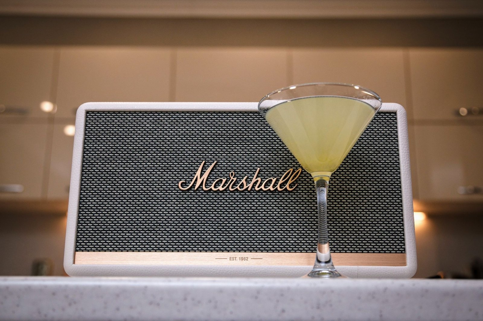 Home bar setup with cocktails made by an automatic cocktail maker